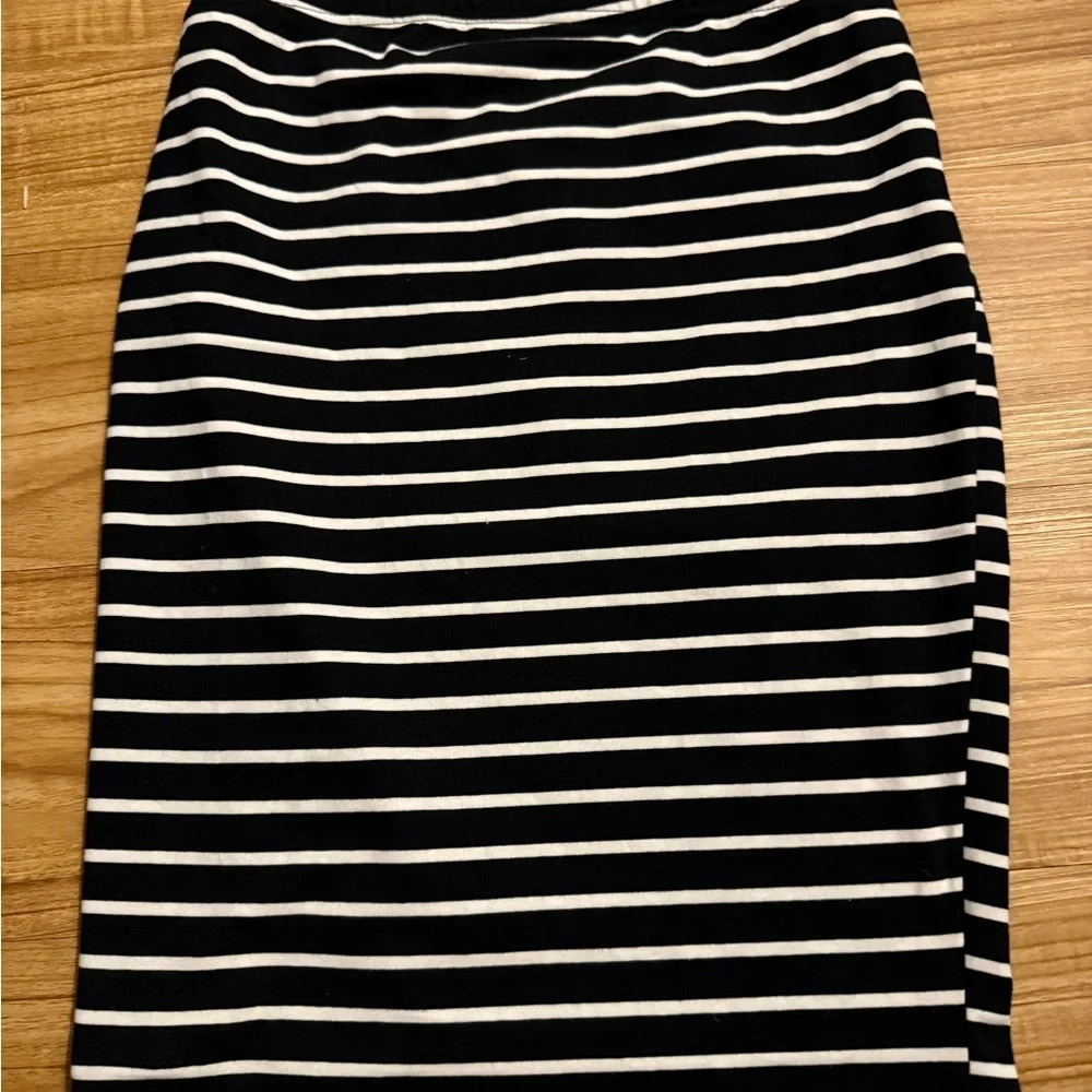 Black & White Striped Knit Pencil Mini Skirt XS Stretch Jersey Bodycon
